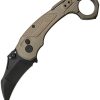 KB Knives Toucan Button Lock Karambit Folding Knife Bronze