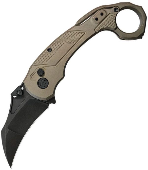 KB Knives Toucan Button Lock Karambit Folding Knife Bronze
