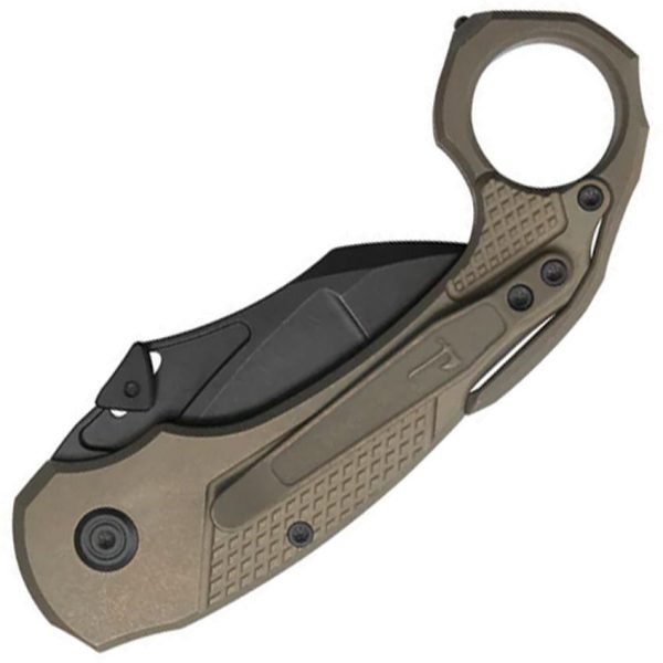 KB Knives Toucan Button Lock Karambit Folding Knife Bronze