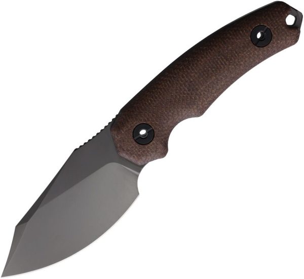 Kunwu Stiffy D Fixed Blade Knife VANADIS4 Steel Brown Micarta