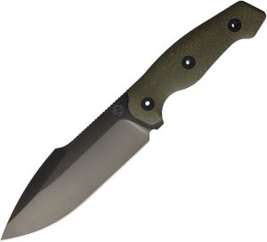 Kunwu Stiffy G Fixed Blade Green Micarta DLC 6.13" ASSAB 88