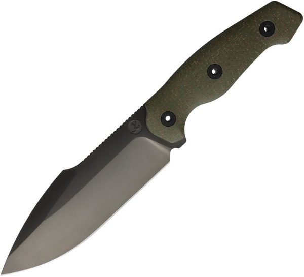 Kunwu Stiffy G Fixed Blade Green Micarta DLC 6.13" ASSAB 88