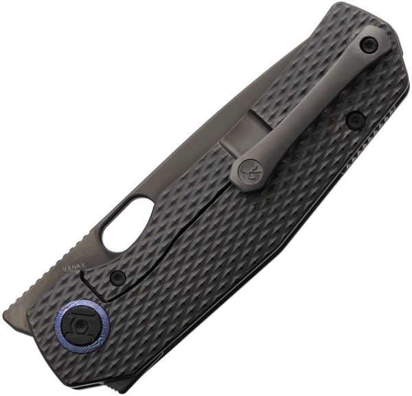 Kunwu Tao III Framelock Folding Knife Black DLC Vanax Steel