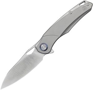 Kunwu Zen Framelock Folding Knife Gray Titanium Elmax Steel