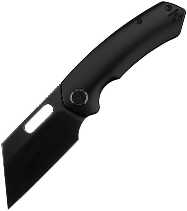 Kunwu Primo Framelock Black Folding Knife 3.25" Cleaver Blade