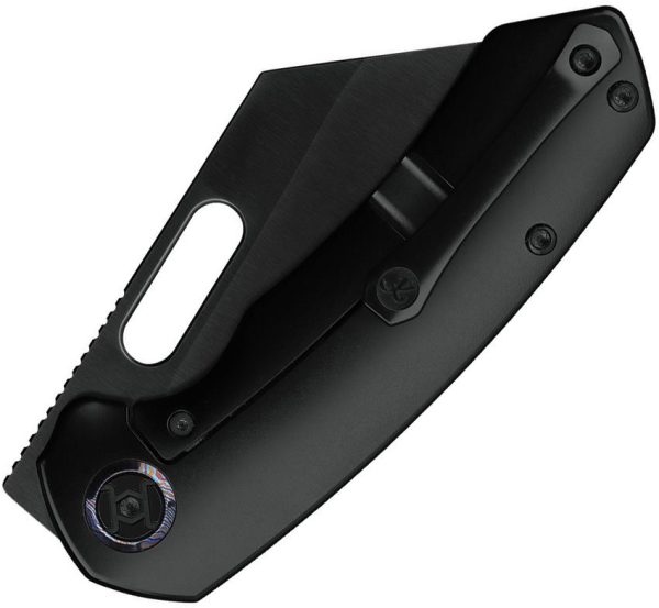 Kunwu Primo Framelock Black Folding Knife 3.25" Cleaver Blade