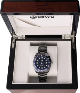 Kunwu Nanhai Diver Black DLC Timascus Bezel Watch 41mm