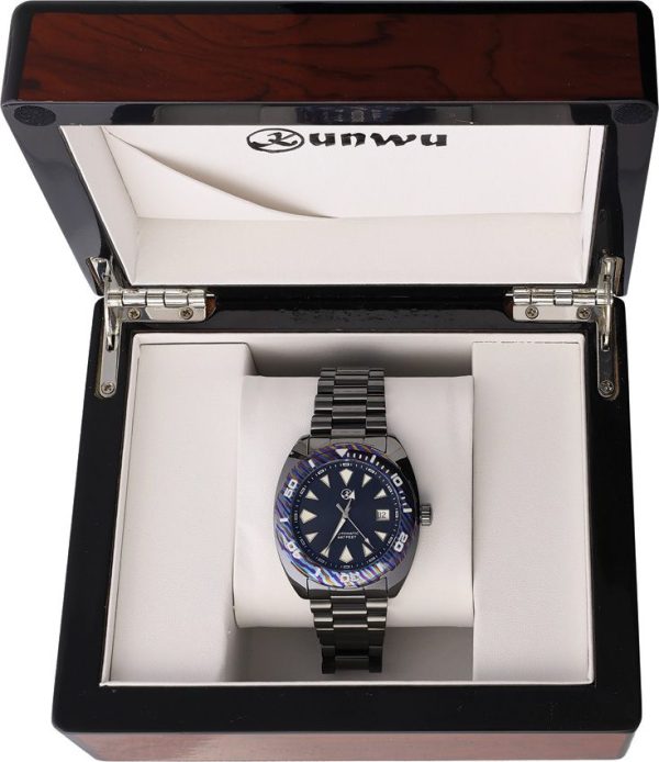 Kunwu Nanhai Diver Black DLC Timascus Bezel Watch 41mm
