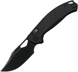 Kunwu DJANGO Crossbar Lock Folding Knife Elmax Black DLC Carbon Fiber