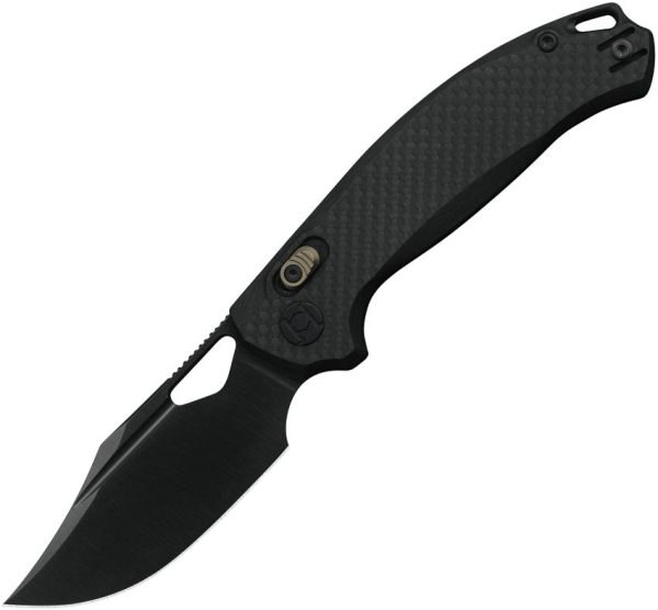 KUNX707F.jpg Kunwu DJANGO Crossbar Lock Folding Knife Elmax Black DLC Carbon Fiber