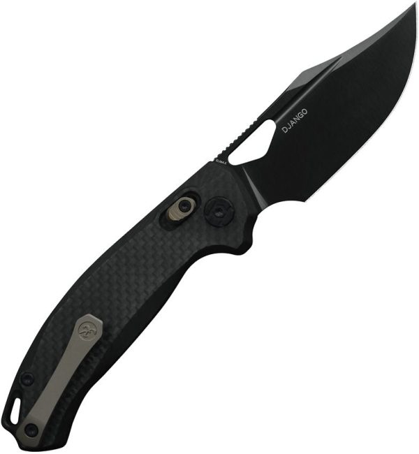 KUNX707F_add_02.jpg Kunwu DJANGO Crossbar Lock Folding Knife Elmax Black DLC Carbon Fiber
