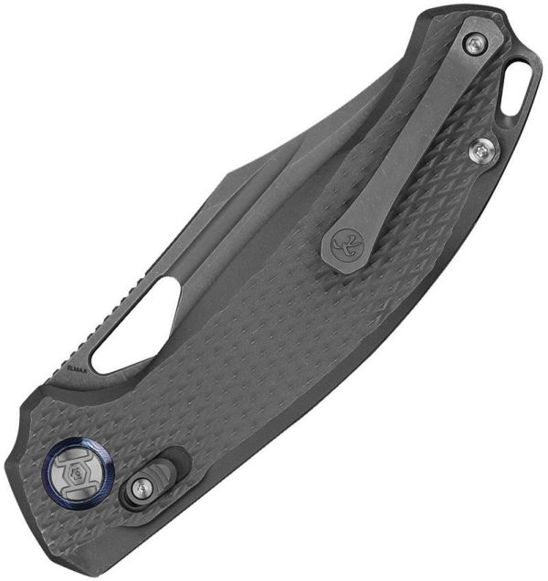 Kunwu Django XL XT Lock Folding Knife Elmax Stonewash Titanium