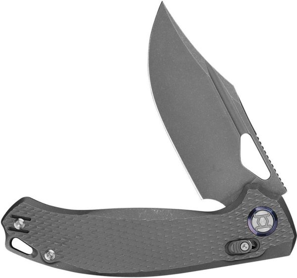 Kunwu Django XL XT Lock Folding Knife Elmax Stonewash Titanium