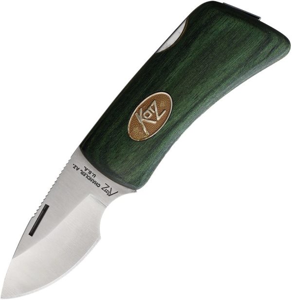 Katz Bobcat Money Clip Lockback - Green Pakkawood