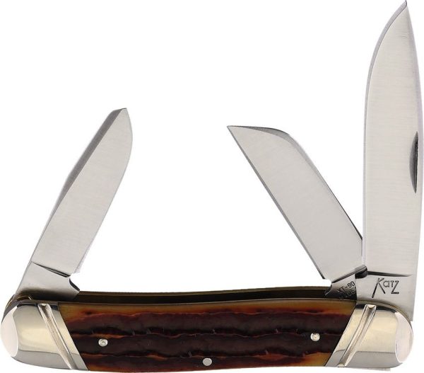 Katz Stockman Drop Point Bone Handle Folding Knife