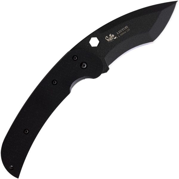 Linton Cutlery Large Tactical Linerlock Black Curved