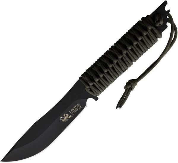 Linton Cutlery L97057B Fixed Blade Black - OD Green Handle