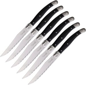 Laguiole Steak Knife Set Black 6-Piece