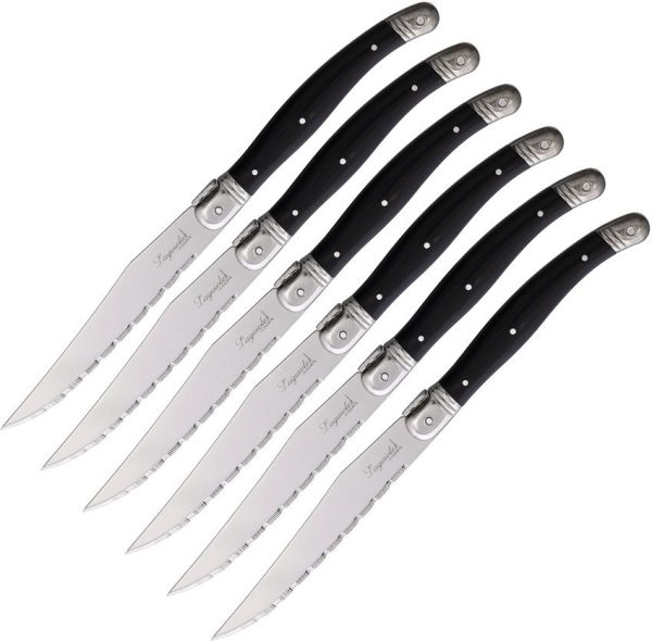 Laguiole Steak Knife Set Black 6-Piece