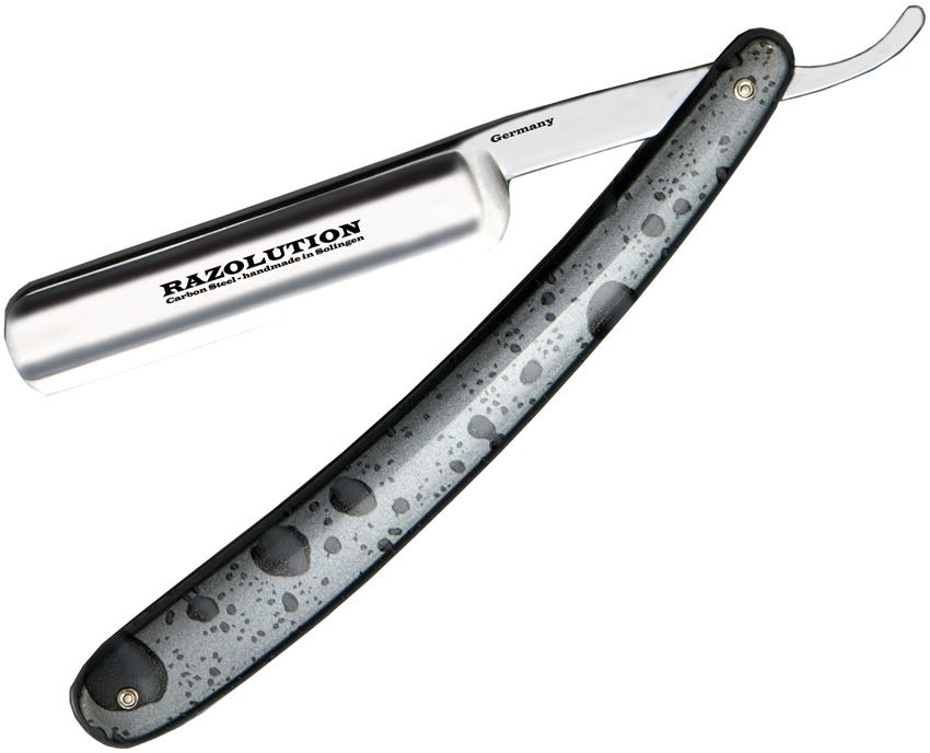 Razolution Vintage Straight Razor 4" Carbon Steel Silver Water Drops