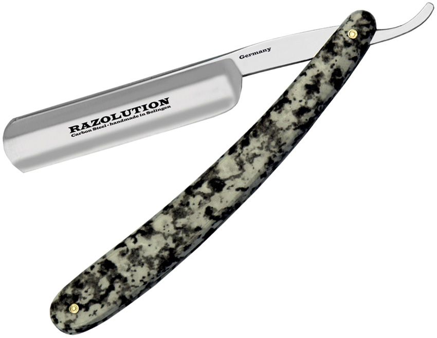 Razolution Vintage Straight Razor 4" Carbon Steel Granite Celluloid Handle