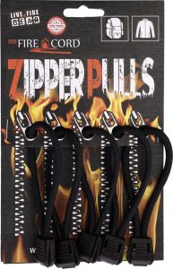 Live Fire FireCord Zipper Pulls Black - 5 Pack