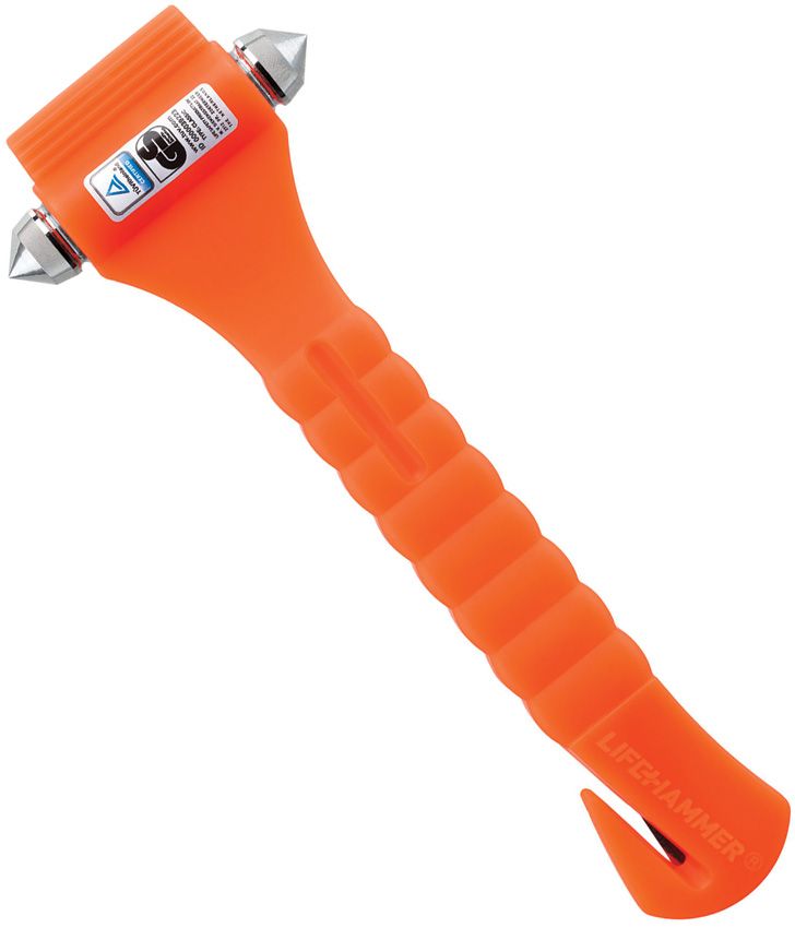 Lifehammer Safety Hammer Orange with Glass Breaker and Seat Belt Cutter