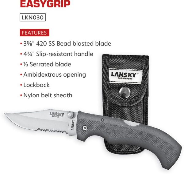 Lansky LKN030 Easy Grip Lockback - Serrated Blade