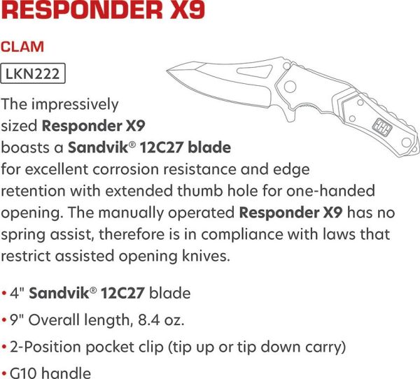 Lansky Responder X9 Linerlock Folding Knife Sandvik 12C27