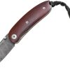 LionSTEEL Mini Damascus Linerlock Folding Knife Santos Wood