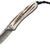 LionSTEEL Opera Lockback Stag Damascus Folding Knife Italy