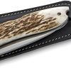 LionSTEEL Opera Lockback Stag Damascus Folding Knife Italy