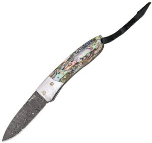 LionSTEEL Opera Damascus Folding Knife Abalone 2.87"