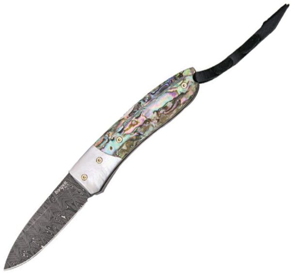 LionSTEEL Opera Damascus Folding Knife Abalone 2.87"