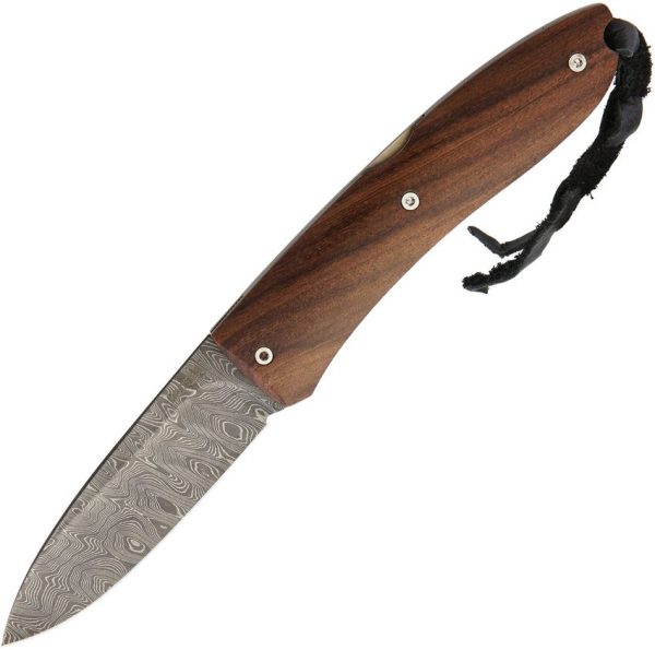 LionSTEEL Opera Damascus Santos Wood Folding Knife Italy