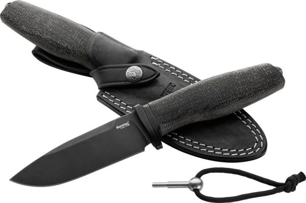 LSTAHBBLB.jpg LionSTEEL ACHA Fixed Blade M390 Black Micarta Italian Knife