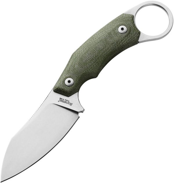 LionSTEEL H1 Fixed Blade Skinner M390 Green Micarta Leather Sheath