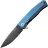 LionSTEEL Myto Framelock Damascus Blue Folding Knife