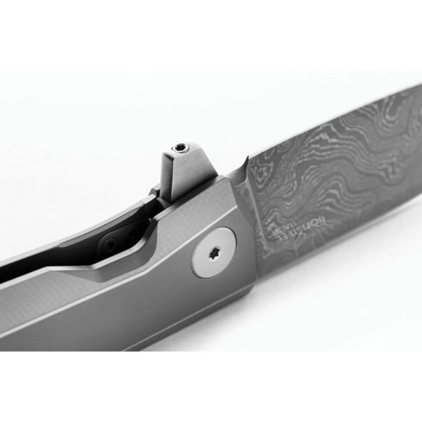 LionSTEEL Myto Framelock Damascus Gray Titanium Folding Knife