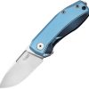 LionSTEEL Nano Framelock Blue Titanium CPM MagnaCut Folding Knife