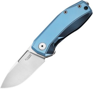 LionSTEEL Nano Framelock Blue Titanium CPM MagnaCut Folding Knife