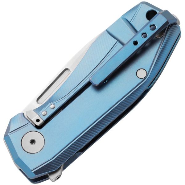 LionSTEEL Nano Framelock Blue Titanium CPM MagnaCut Folding Knife
