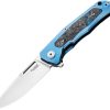 LionSTEEL Q4TTRO Blue Titanium CPM MagnaCut Folding Knife