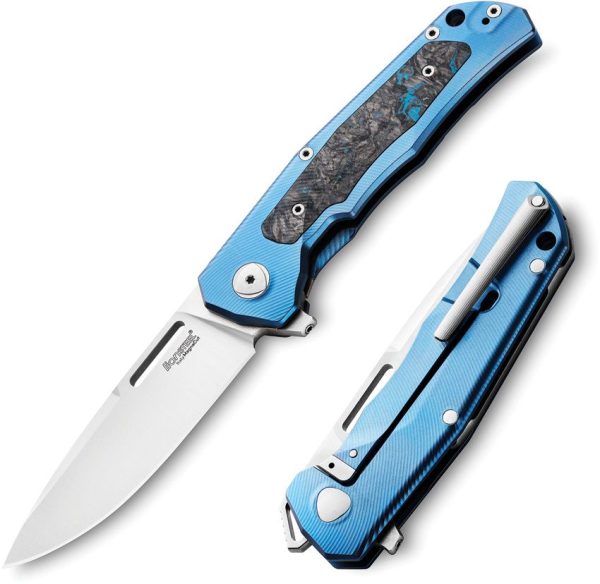 LionSTEEL Q4TTRO Blue Titanium CPM MagnaCut Folding Knife