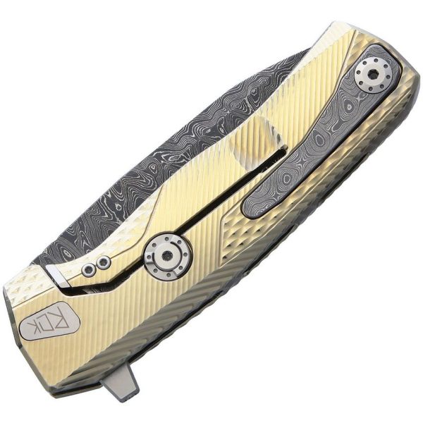 LionSTEEL ROK Titanium Framelock Gold Damascus