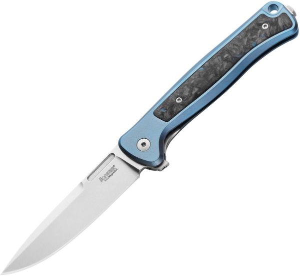 LionSTEEL Skinny Framelock Blue Ti Folding Knife CPM MagnaCut