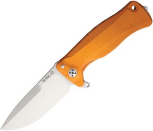 LionSTEEL SR11 Satin Orange Framelock Folding Knife Sleipner