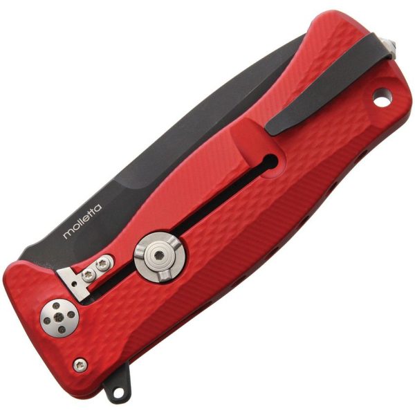 LionSTEEL SR11 Black Red Framelock Folding Knife Sleipner Steel