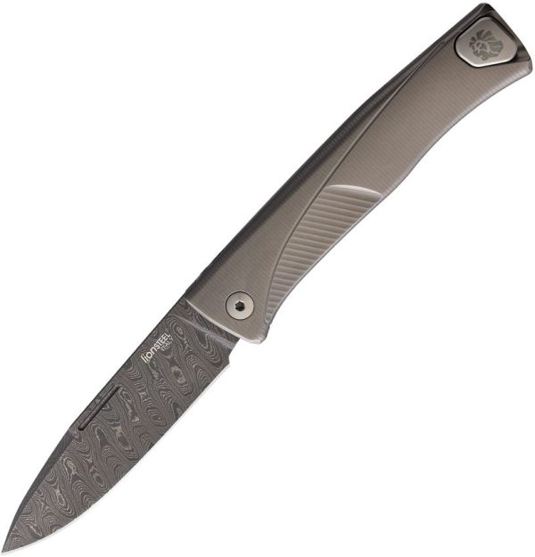 LionSTEEL Thrill Folder Dam Gray Titanium Damascus Folding Knife