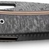 LionSTEEL Twain Button Lock Damascus Folding Knife Bronze Titanium
